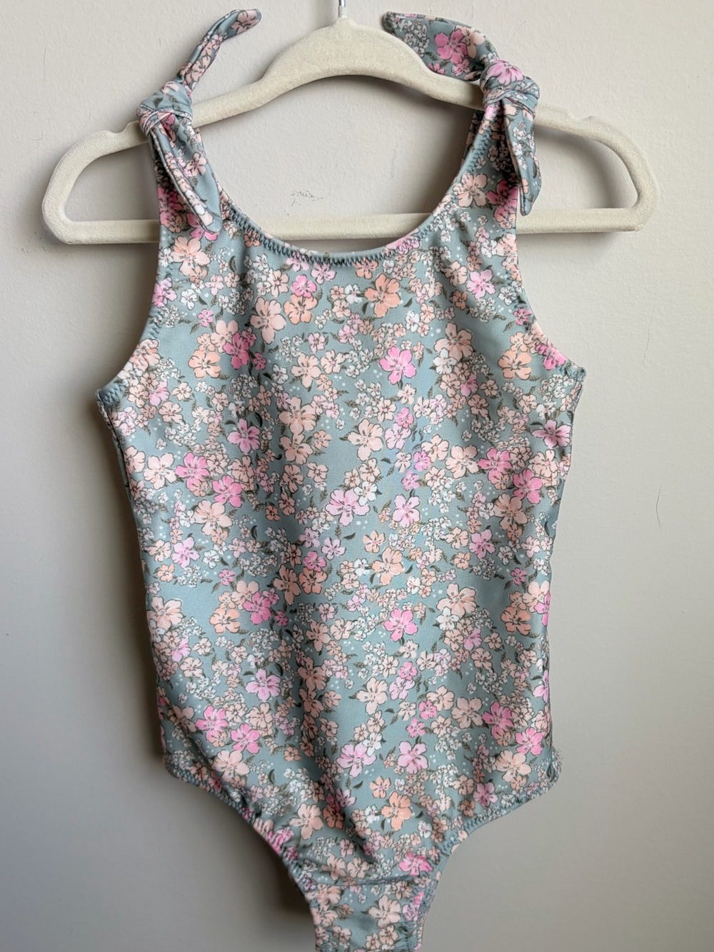 H&M Floral Tie-Shoulder One-Piece Swimsuit - Mint & Pink